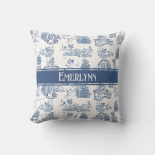 Coussin Accent de monogramme de chien en toile de Jouy fra