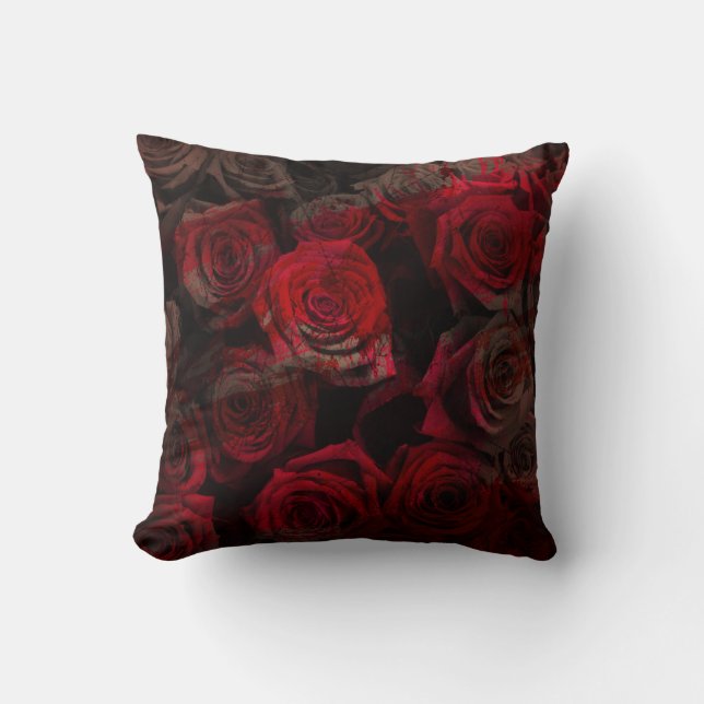 Coussin Accent de rose rouge et de noir (Recto)