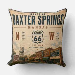 Coussin Accent de vie Route 66 de Baxter Springs