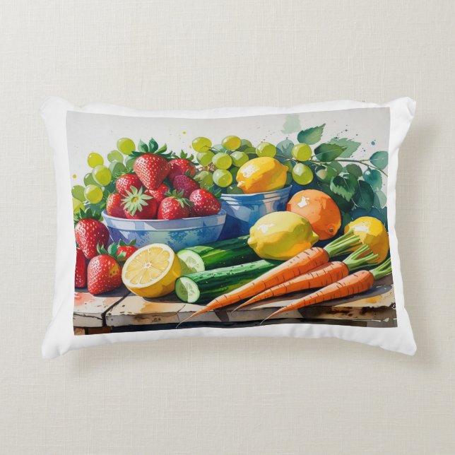 Coussin Accent - Décor Fruits & Légumes (Devant)