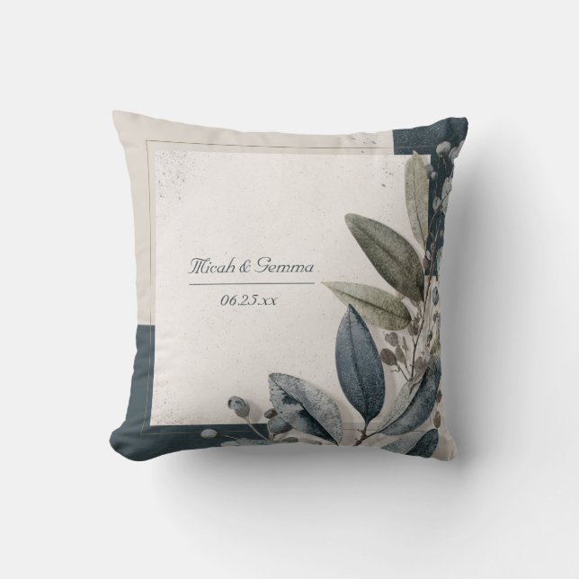 Coussin Accent en Terrazzo Botanique Géométrique à Feuille (Recto)