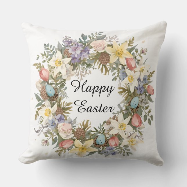 Coussin Accent floral aquarelle botanique de Pâques (Recto)