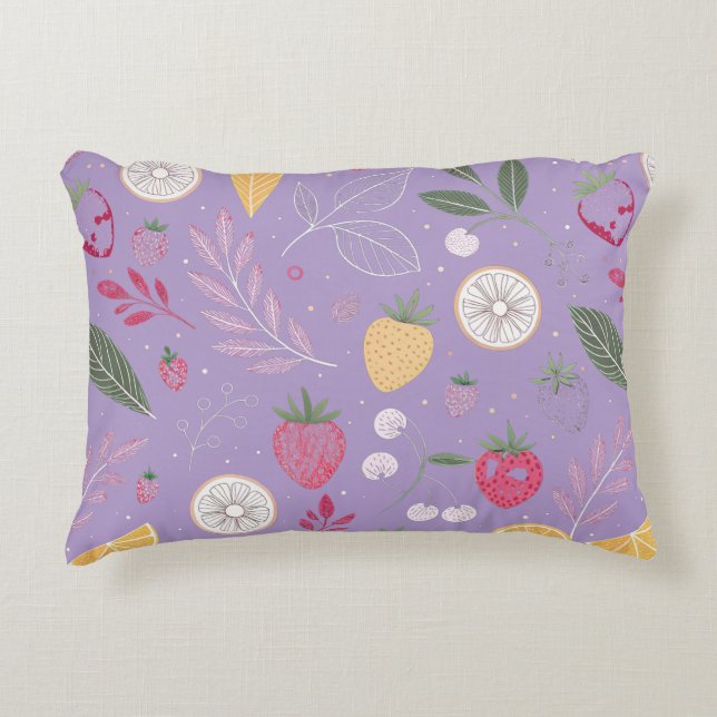 « Coussin accent floral aux fruits violets » (Devant)