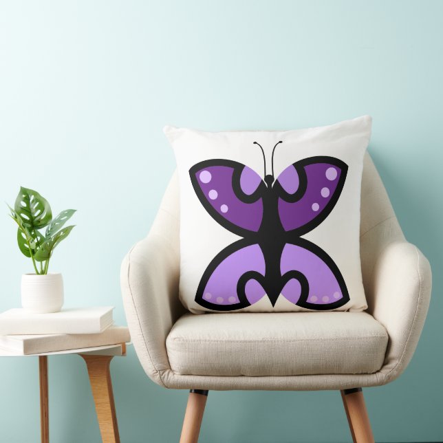 Coussin Accent graphique papillon violet moderne mignon (Chaise)