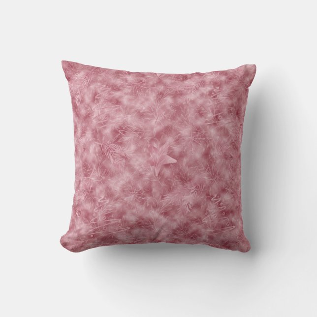 Coussin Accent rose pâle avec feuilles et branches gravées (Recto)