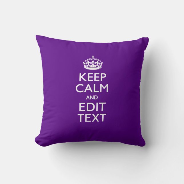 Coussin Accent Violet Gardez Le Calme Et Votre Texte Facil (Recto)