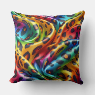 Coussin Accents Féminins   Imprimé Léopard Arc-en-Ciel