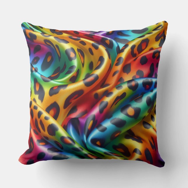 Coussin Accents Féminins | Imprimé Léopard Arc-en-Ciel (Recto)