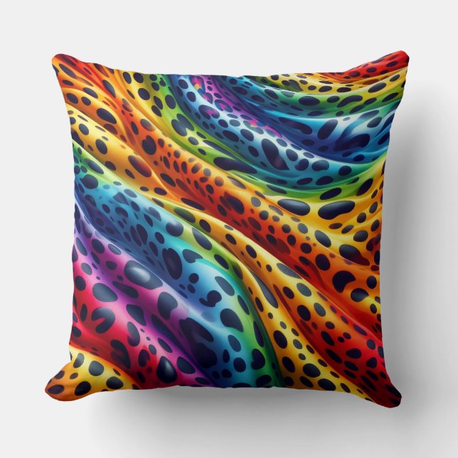 Coussin Accents Féminins | Imprimé Léopard Arc-en-Ciel (Recto)