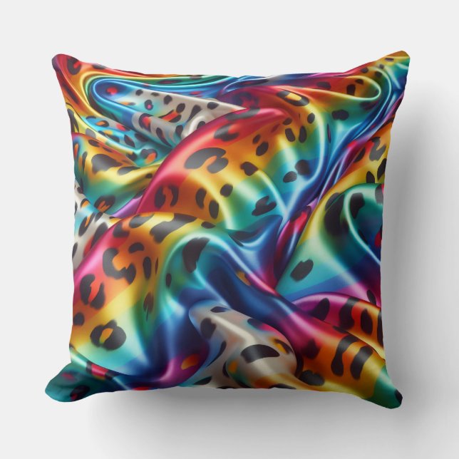 Coussin Accents Féminins | Imprimé Léopard Arc-en-Ciel (Recto)