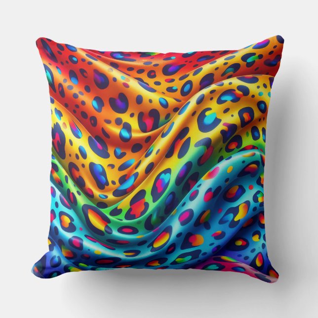 Coussin Accents Féminins | Imprimé Léopard Arc-en-Ciel (Recto)
