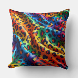 Coussin Accents Féminins   Imprimé Léopard Arc-en-Ciel