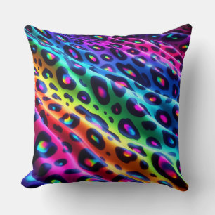 Coussin Accents Néon Vibrants   Imprimé Léopard Arc-en-Cie