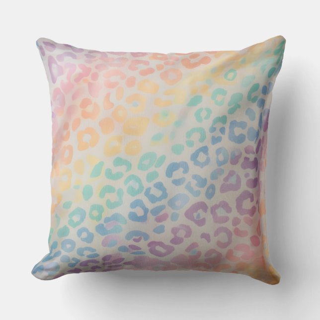Coussin Accents pastel à l'aquarelle | Imprimé léopard arc (Recto)
