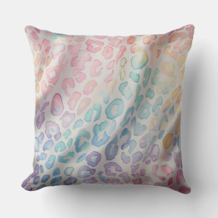Coussin Accents pastel à l'aquarelle Imprimé léopard arc