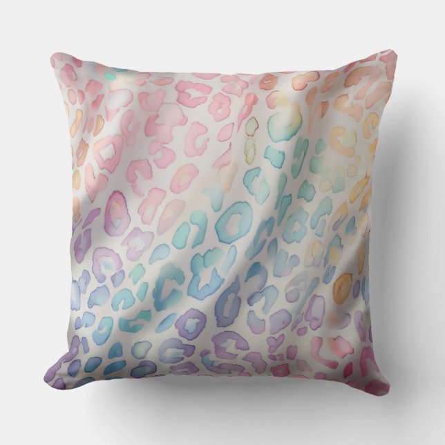 Coussin Accents pastel à l'aquarelle | Imprimé léopard arc (Recto)