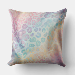 Coussin Accents pastel mignons Imprimé léopard arc-en-ci