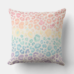 Coussin Accents pastel mignons   Imprimé léopard arc-en-ci