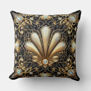 Coussin Accents Rétro pour Maison Art Déco Noir et Or