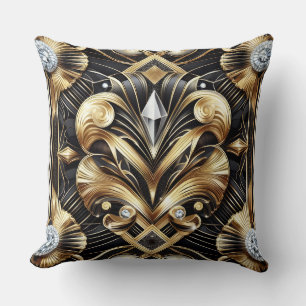 Coussin Accents Rétro pour Maison Art Déco Noir et Or