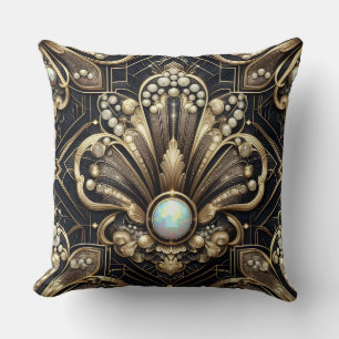 Coussin Accents Rétro pour Maison   Art Déco Noir et Or