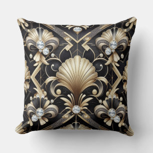 Coussin Accents Rétro pour Maison Art Déco Noir et Or