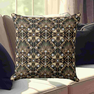 Coussin Accents Rétro pour Maison Art Déco Noir et Or