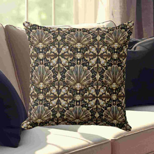 Coussin Accents Rétro pour Maison   Art Déco Noir et Or