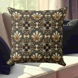 Coussin Accents Rétro pour Maison   Art Déco Noir et Or