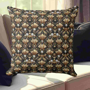 Coussin Accents Rétro pour Maison   Art Déco Noir et Or
