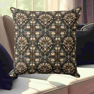 Coussin Accents Rétro pour Maison Art Déco Noir et Or
