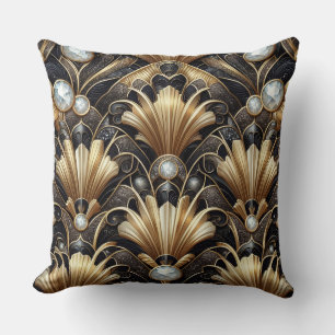 Coussin Accents Rétro pour Maison Art Déco Noir et Or