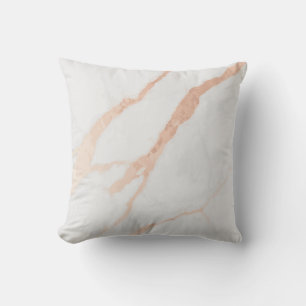 Coussin Accents Rose Gold – Design Élégant en Marbre Blanc