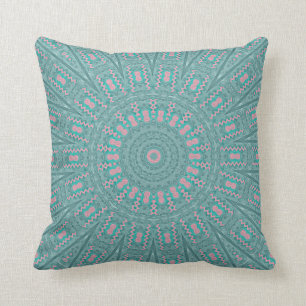 Coussin Accents roses géométriques turquoise Lancer l'or