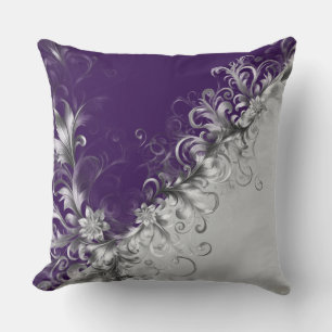 Coussin Accents Violet et Argent Élégants