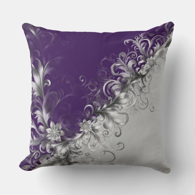Coussin Accents Violet et Argent Élégants (Recto)