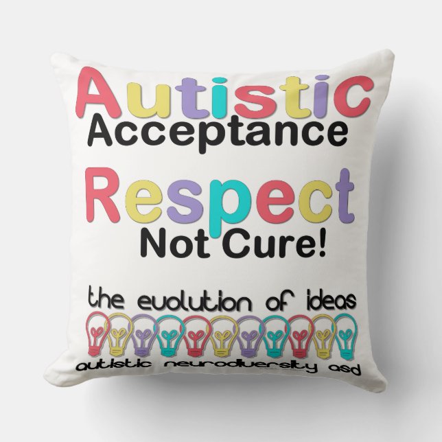 Coussin Acceptation de l'autisme, respect, pas de remède (Recto)