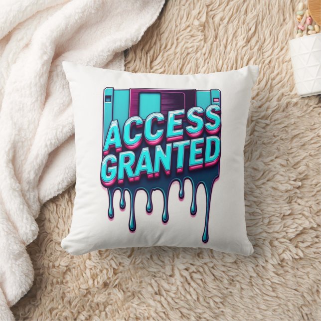Coussin Accès Autorisé | Graphisme de Disque Dur Retro Hac (Couverture)