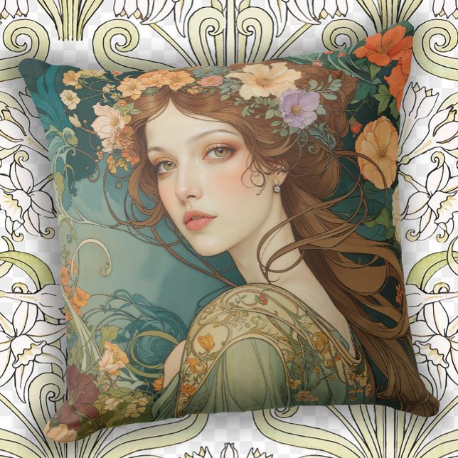 Coussin Accessoires de maison Art Nouveau de luxe (Créateur téléchargé)