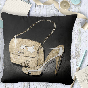 Coussin Accessoires Paillettes et Brillance Noir/Or ID675