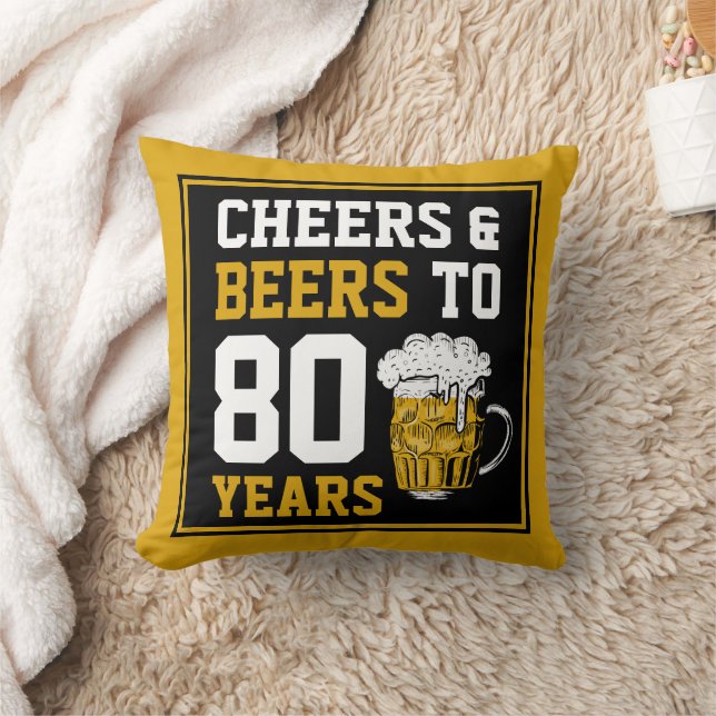 Coussin Acclamations et bières pour les 80 ans (Couverture)