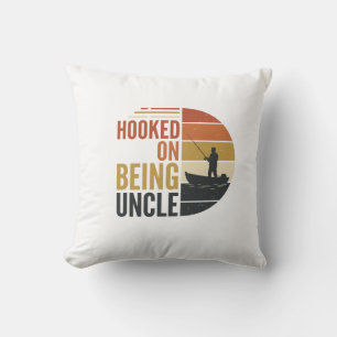 Coussin Accro à être Oncle Pêche Graphique Vintage_1