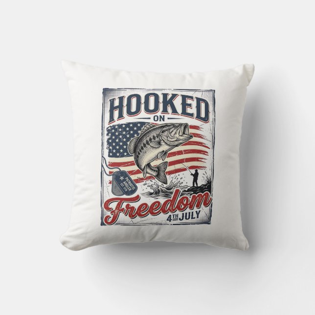 Coussin Accro à la liberté pêche du 4 juillet (Recto)