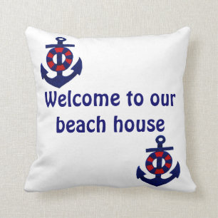 Coussin Accueil à notre Ancre de Chambre de plage