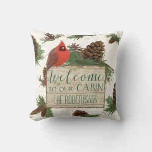 Coussin Accueil à notre décor rustique personnalisé par