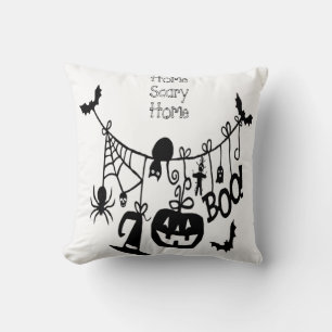 Coussin Accueil Citrouille de chauves-souris, Chat noir, V