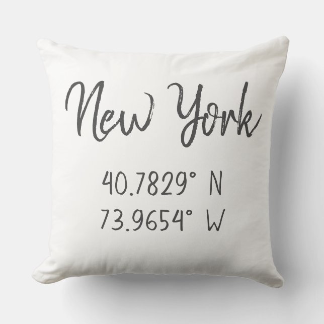 Coussin Accueil Coordonnées GPS Longitude Latitude New Yor (Recto)