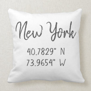 Coussin Accueil Coordonnées GPS Longitude Latitude New Yor