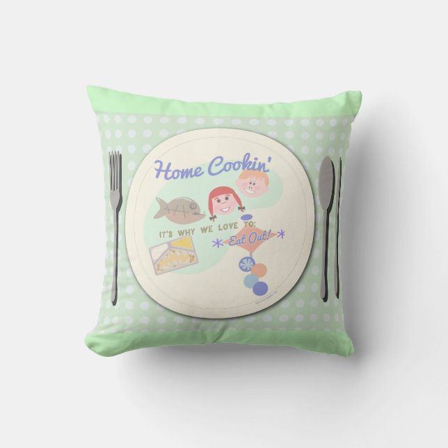 Coussin Accueil Cuisine Amusante Retro Nourriture Mealtime (Recto)