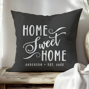 Coussin Accueil doux maison grise personnalisée
